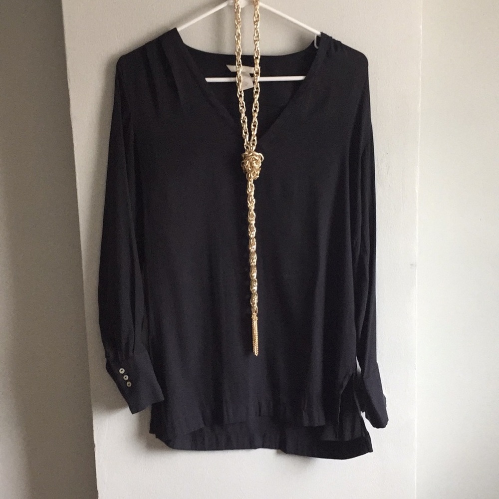 Black v-neck blouse